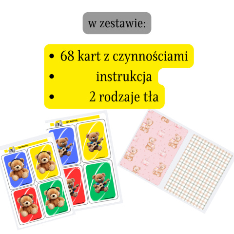 Uniwersalna gra typu UNO - czynności misia Uniwersalna gra typu UNO - czynności misia
