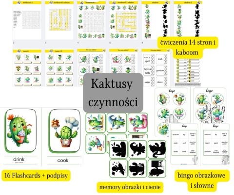 czynnośći bingo, memory, ćwiczenia